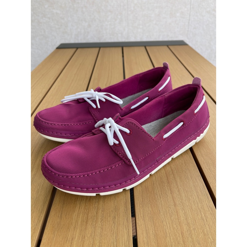 Clarks Cloudsteppers Womens 9.5 M Boat Shoes Fuchsia Purple Mesh Loafers